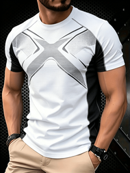 Mens T-shirt for Men Clothing Casual T-shirt Sport Tops Printed T-shirt Short-sleeve Casual Tee Shir