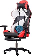 Reclining Ergonomic Gaming Desk Chair ，with Footrest High-Back PU Leather Racing Office Chair Built-in Latex Cushion with Headrest and Massage Lumbar Pillow (Color : All black) Decoration