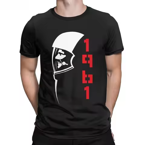 Soviet Union Printed Gosha T-shirt Yuri Gagarin Laika Cccp T Shirt Men Astronaut Laika Dog Propagand