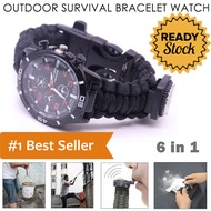 Jam Tangan Pria Dewasa Multifungsi Kompas Thermometer Peluit Outdoor Camping Hiking Tali Paracord Ar
