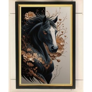 Black horse print painting wall decoration frame plus frame size 65, 36, 45