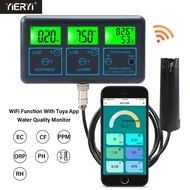 Yieryi เครื่องวัดค่า PH และเครื่องตรวจคุณภาพน้ำอัจฉริยะ7-In-1ไวไฟ Ph/ec/orp/tds/rh/cf/temp ตัวทดสอบค