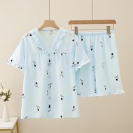Cloud Cotton Pajamas Womens Summer Short-sleeved Shorts Suit Girls Home Clothes Summer Thin Ladies P