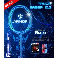Armor Design by Felet Armor Saber 10.3 Badminton racket 4u 82gram 30lbs 7.0mm Shaft Carbon racket