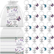 60Pcs Inspirational Gift Funny Butterfly Keychain Motivational Encouragement Thank You Cards and Org