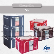 72L Foldable Oxford Cloth Storage Box Large Capacity Double Zip Head Waterproof Space Saving Storage