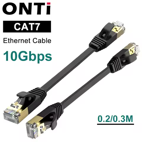 OMAY CAT7 Ethernet Cable Flat Lan 0.2m 0.3m RJ45 Network Cable shield Lan Cable UTP flat for patch p