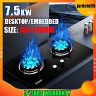 3 year warranty🔥8.0kw dapur gas kaca/Tempered glass gas stove/dapur gas tanam 煤气灶