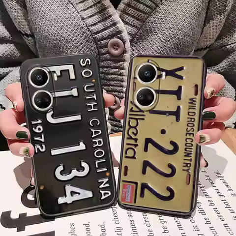 Vintage Classic License Plate Case For HUAWEI NOVA Y70 3I 7I 8I 9SE P30 Y9 HONOR 8X 9X 20 90 X5 X6B 