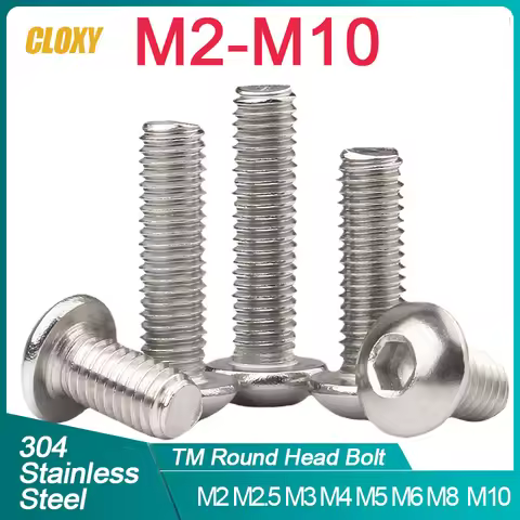 M2 M2.5 M3 M4 M5 M6 M8 M10 A2-70 304 Stainless SteelHexagon Hex Socket Head Button Allen Bolt Screw 