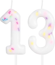 Girls Colorful 13th Birthday Candle, Colorful Sprinkles Number 13 Candles, Candles for Cake Decorati