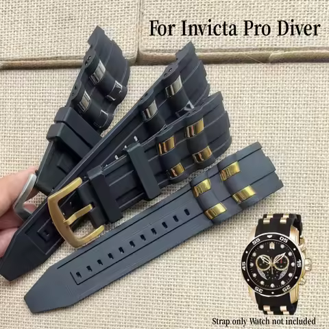 For Invicta Pro Diver 26mm Silicone Watch Band Curved End Rubber Strap Replacement for Men High Qual