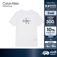 CALVIN KLEIN เสื้อยืดคอกลมแขนสั้นผู้หญิง Monogram Logo ทรง Regular รุ่น 47B865G YAA - สีขาว