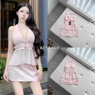 KT1021 KITTI-T Brand 2-Piece Set Neck Strap Shirt Matching Short Skirt [2PM]