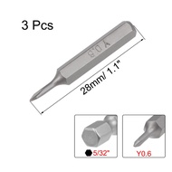 Uxcell 3pcs Y0.6 T15 T25 T30 Screwdriver Bits 5/32 Inch Hex Shank Screwdriver Bit Set 28mm S2 Screw 