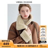 VEGA CHANG皮毛一体短外套女2024冬旷野美拉德加绒机车风大衣oversize 焦糖棕 M