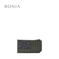Bonia Uniform Green Dario Monogram Zip Card Holder