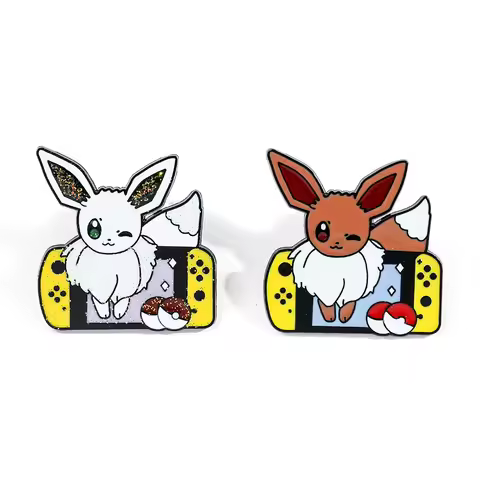 Creative Cartoon Elf Brooch Game Console Eevee Enamel Pin Metal Badge Jewelry Clothing Backpack Acce
