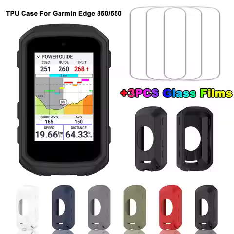 For Garmin Edge 850 550 Protective Case Cover + 2PCS Glass Films Bike Bicycle GPS Silicone Shell Pro