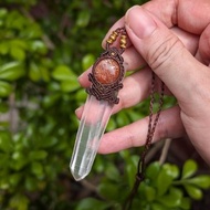 太陽石&白水晶柱編織項鍊│貴人│護身符│避邪擋煞│淨化能量