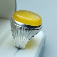 葉門黃玉髓戒指 葉門瑪瑙石 黃色玉髓男戒 送禮給男士