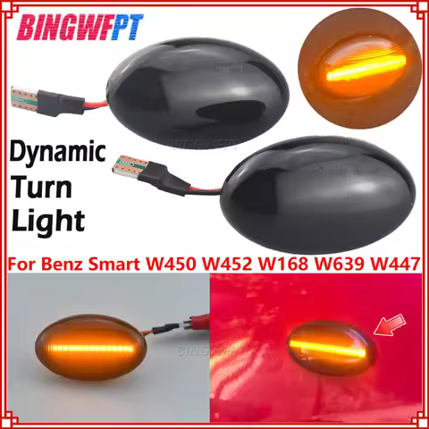 2Pcs Dynamic LED Turn Signal Lights Side Marker Car Accessories For Smart 450 452 & Mercedes-Benz W1