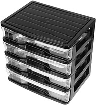 Lurrose Drawer Storage Box Stackable Desktop Drawers 4 Drawer Desk Storage Stationery Holder Desktop Makeup Drawers Cosmetic Organizer Vanity Organizers Pp Office Make up File Rack