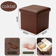 DS- Leather  Storage Box Kotak Sofa Kotak penyimpanan Kursi Serbaguna - Coklat-28L