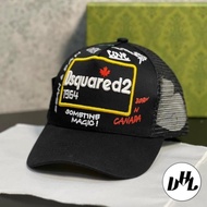 DSQUARED2 Men's and Women's Fashion Button Buckle Baseball Cap, Dsquared2 cool khaki mesh hat MU146