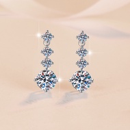 【 GRA Certificate Attached 】 1CT Moissanite Earrings, Fashion Versatile Earrings S925 Pure Silver Pl