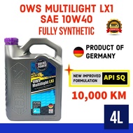 【100% ORIGINAL】OWS MULTILIGHT LX1 SAE 10W40 FULLY SINTETIK (4L) MINYAK HITAM API SQ (BUATAN GERMANY)