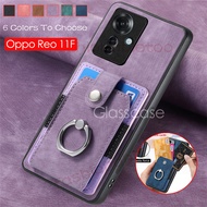 Oppo Reno 11F Casing For Oppo Reno 11 F pro 11F 11pro Reno11 Reno11F  Reno11pro 5G Leather Phone Case Wallet Card Slot Ring Car Bracket Shockproof Protection Back Cases Cover