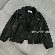(GOOD EXPORT) Baby girl'sJacket Soft leather mixed with silver cross buckle (25AK74)