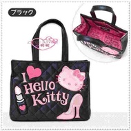 小花花日本精品♥Hello Kitty Love Channel聯名 黑色格紋口紅 手提袋手提包42086208