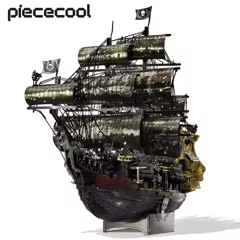 Piececool 3D Metal Puzzle The Queen Anne's Revenge Jigsaw Pirate Ship DIY Model for Teens Brain Teas