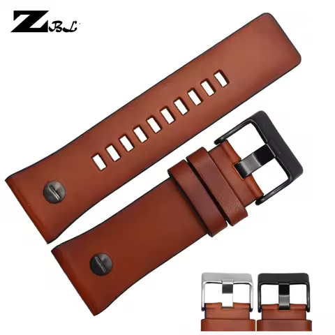 28mm bracelet leather watch strap color watchband for diesel watches band with nail DZ7311/7314/7332