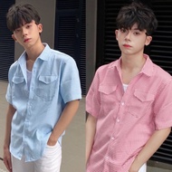 Mr.Smile 99 Shop Short-Sleeved Striped Shirt with Two Pockets