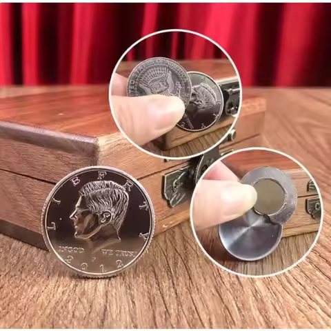 Funny Magnetic Flipper Coin Butterfly Coin (Half Dollar) Magic Tricks Magician Accessories Close Up 