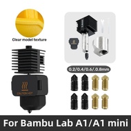 For Bambu Lab A1 mini Hotend Kit with 0.2/0.4/0.6/0.8mm Hardened steel Nozzle For A1 Replace Hotend 