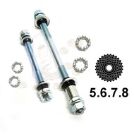 Hub Axle Front Rear Steel Solid Spindle Shaft for Bicycle Wheel - basikal roda depan belakang shaft 