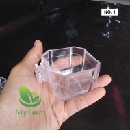 Cepuk Tempat Pakan / Wadah Makan Minum Burung Segi 4 &Segi 8 Elite Song Mika Akrilik Clear No 1 2 3