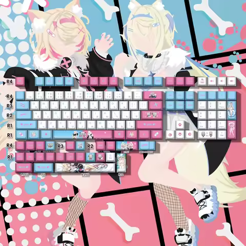 Anime Cute fuwamoco Keycap Hololive Vtuber Key Cover PBT DYE-Sub Cherry MX Axis Switch Keycap for Me