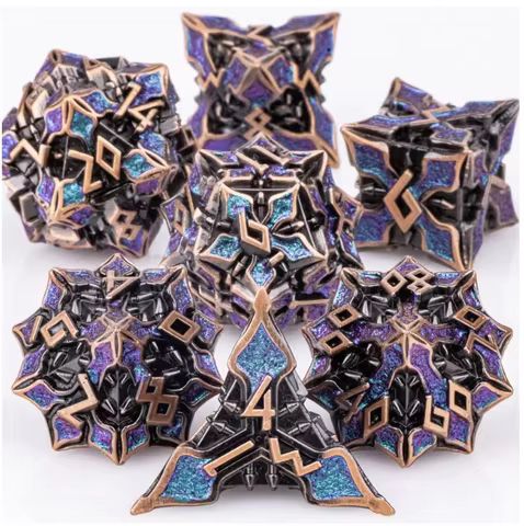 DND Metal Dice 7pcs MTR dice Set DnD Polyhedral Dice For Dungeons and Dragons Dice Role Playing Game