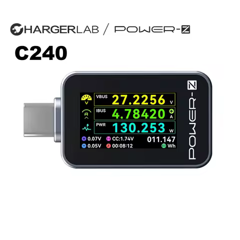 Power-Z C240 USB-C Voltage Tester 240W PD3.1 QC5.0 Digital Power Meter For iPhone Android Laptops Fa