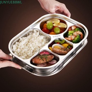 JUNYUE88WL Divided Dinner Tray, 4/5-Compartments with Lid Divided Dinner Plate, Lunch Box 304 Stainl