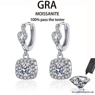 【 GRA Certificate Attached 】 1ct moissanite earrings, s925 pure silver plated platinum fashionable f