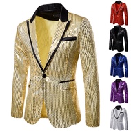Shiny Gold Shiny Decorated Blazer Jacket for Men Night Club Graduation Man Suit Blazer Homme Costume Stage Wear for Singer