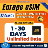 【CSL】Europe eSIM | 5G 1-30 Days | 500MB-30GB | High Speed Unlimited Data | Europ Travel SIM Card