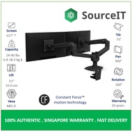 Ergotron LX Dual Side-by-Side Monitor Arm, Black/White/Polished Aluminum | Two Monitor Mount | 10 Ye