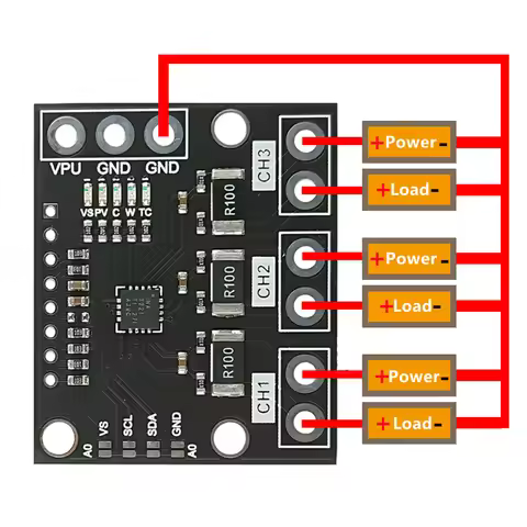I2C SMBUS INA3221 Triple-Channel Shunt Current Power Supply Voltage Monitor Sensor Board Module Repl